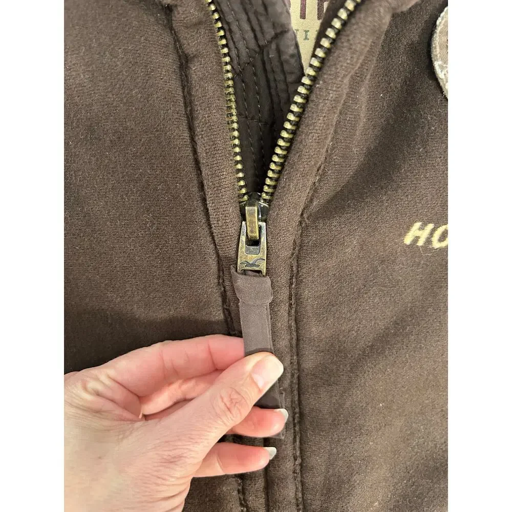 Vintage Hollister Y2K Sherpa Lined Zip Up Jacket Men's Medium
